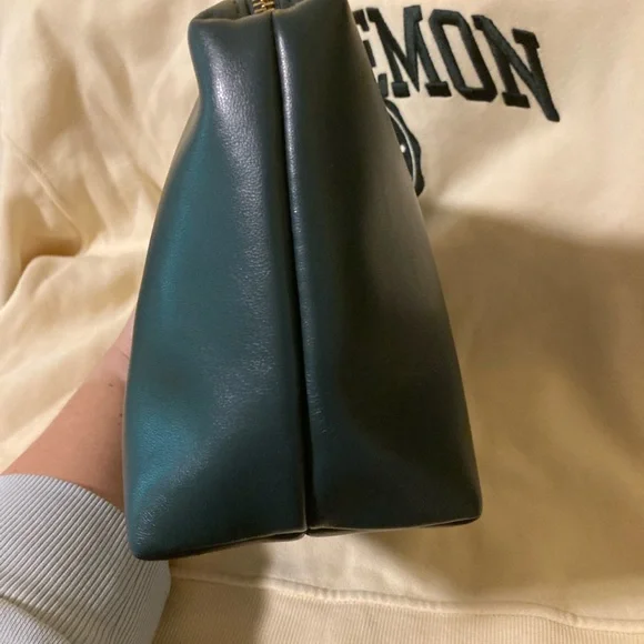 Anthropologie Emerald Green Cosmetic Pouch with Gold Zipper Used Excellent - Picture 6 of 8